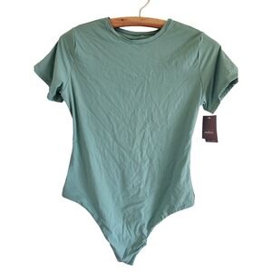 NWT Auden cap sleeve‎ bodysuit sage green XL Thong bottom